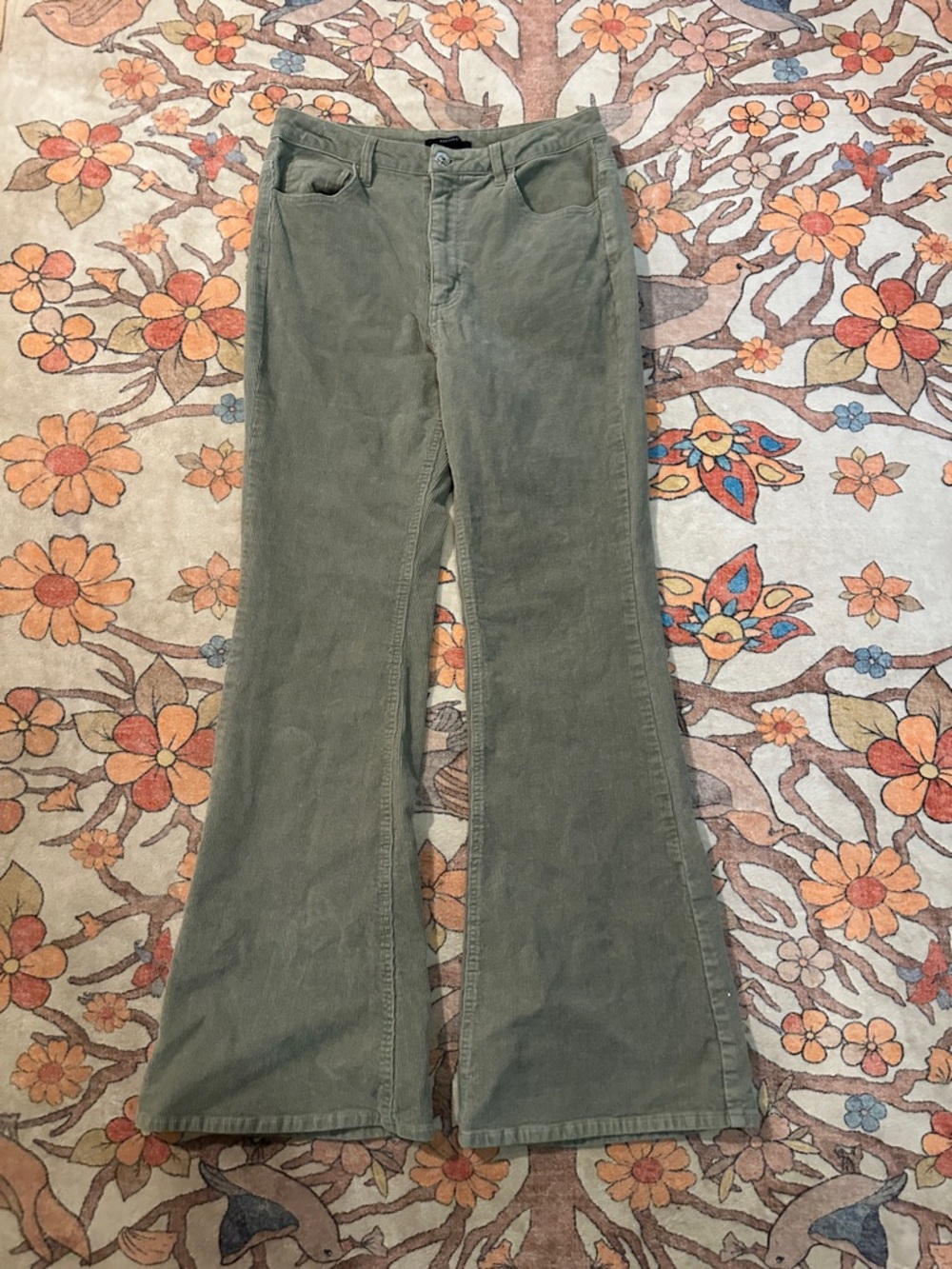 Forever 21 Olive Corduroy Flare Pants
